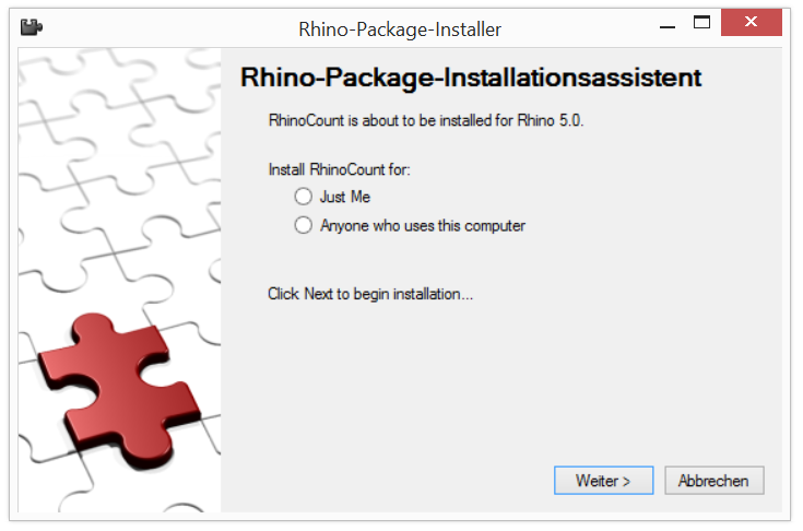 Rhino Installer Engine Dialog